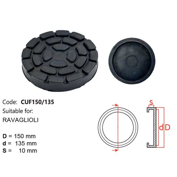 Tampone a cuffia - CUF150/135 - Per sollevatori modello: RAVAGLIOLI Tampone a cuffia - CUF150/135 - Per sollevatori modello: RAVAGLIOLI